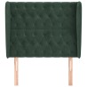 Tête de lit avec oreilles Vert foncé 93x23x118/128 cm Velours 