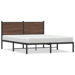 Cadre de lit en métal sans matelas chêne marron 150x200 cm 