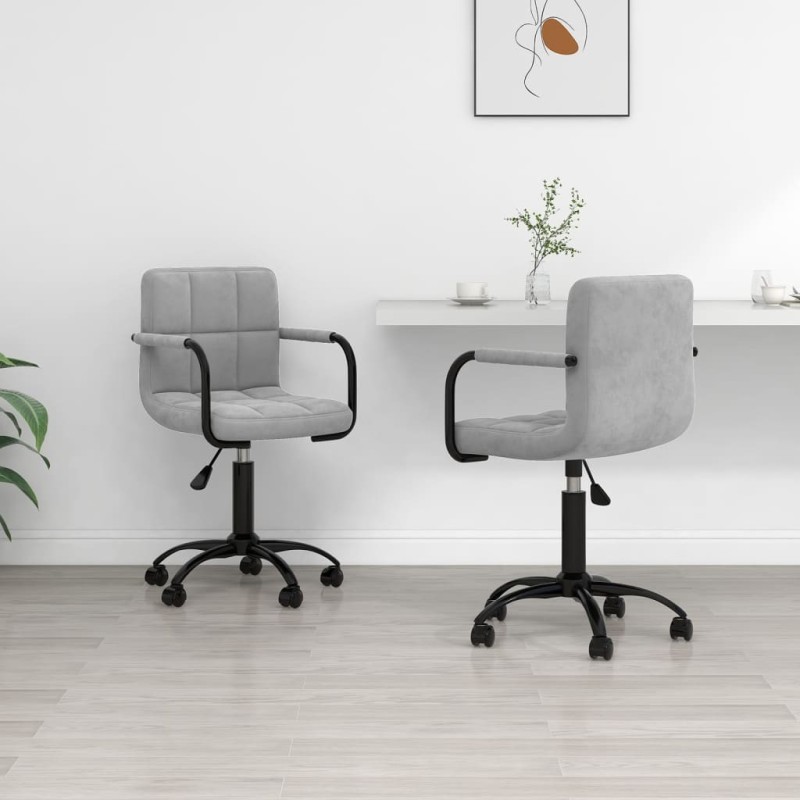 Chaises pivotantes à manger lot de 2 gris clair velours 