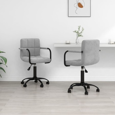 Chaises pivotantes à manger lot de 2 gris clair velours 