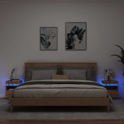 Armoires de chevet avec lumières LED 2 pcs chêne artisanal 