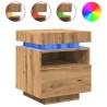 Armoires de chevet avec lumières LED 2 pcs chêne artisanal 