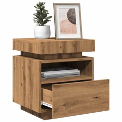 Armoires de chevet avec lumières LED 2 pcs chêne artisanal 