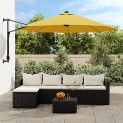 Parasol mural avec LED jaune 290 cm 