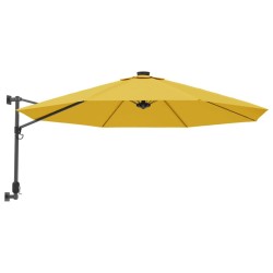 Parasol mural avec LED jaune 290 cm 