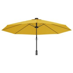 Parasol mural avec LED jaune 290 cm 