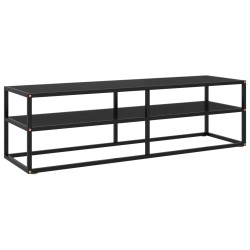 Meuble TV noir avec verre noir 140x40x40 cm 