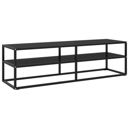 Meuble TV noir avec verre noir 140x40x40 cm 