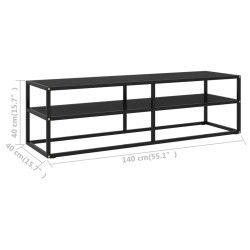 Meuble TV noir avec verre noir 140x40x40 cm 
