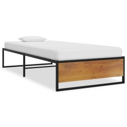 Cadre de lit sans matelas noir métal 100x200 cm 