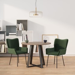 Chaises à manger lot de 2 Vert foncé Velours 