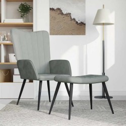 Chaise de relaxation avec repose-pied Gris clair Velours 