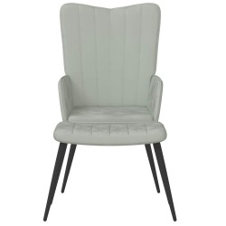 Chaise de relaxation avec repose-pied Gris clair Velours 