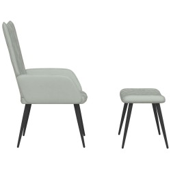 Chaise de relaxation avec repose-pied Gris clair Velours 