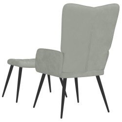Chaise de relaxation avec repose-pied Gris clair Velours 