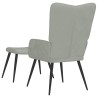 Chaise de relaxation avec repose-pied Gris clair Velours 