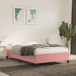 Cadre de lit sans matelas rose 120x190 cm velours 