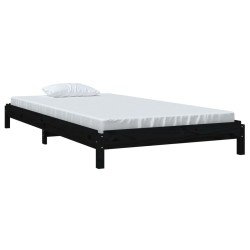 Lit empilable sans matelas noir 100x200 cm bois massif de pin 
