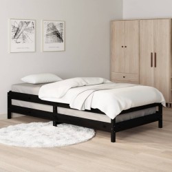 Lit empilable sans matelas noir 100x200 cm bois massif de pin 