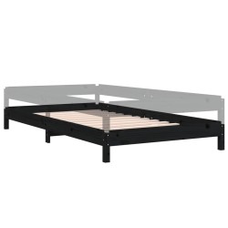 Lit empilable sans matelas noir 100x200 cm bois massif de pin 