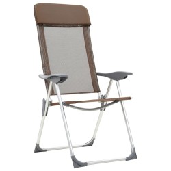 Chaises de camping pliables lot de 2 Marron Aluminium 