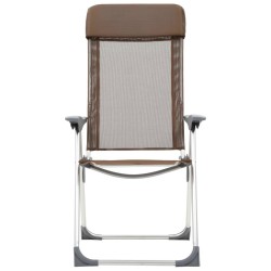 Chaises de camping pliables lot de 2 Marron Aluminium 