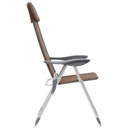 Chaises de camping pliables lot de 2 Marron Aluminium 