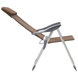 Chaises de camping pliables lot de 2 Marron Aluminium 