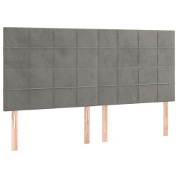 Têtes de lit 4 pcs Gris clair 80x5x78/88 cm Velours 