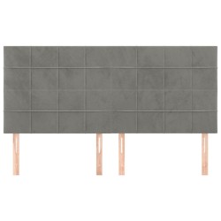 Têtes de lit 4 pcs Gris clair 80x5x78/88 cm Velours 