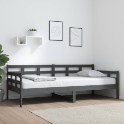 Lit de jour sans matelas gris bois de pin massif 90x200 cm 