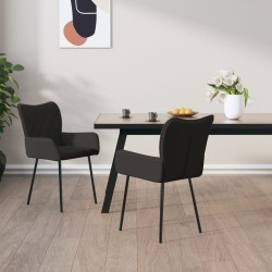 Chaises à manger lot de 2 noir tissu 