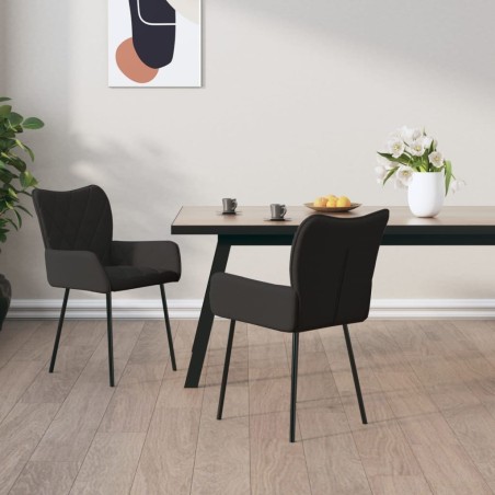 Chaises à manger lot de 2 noir tissu 