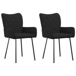 Chaises à manger lot de 2 noir tissu 