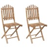 Chaises pliables de jardin lot de 2 avec coussins Bambou 