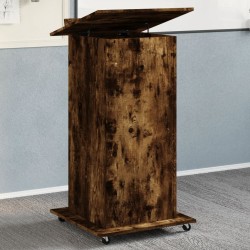 Pupitre et roues et tiroir chêne fumé bois d'ingénierie 