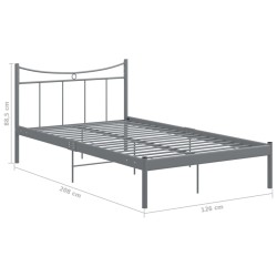Cadre de lit sans matelas gris métal 120x200 cm 