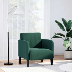 Fauteuil avec accoudoirs vert foncé 54 cm velours 