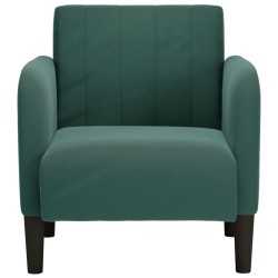 Fauteuil avec accoudoirs vert foncé 54 cm velours 