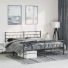 Cadre de lit métal sans matelas avec pied de lit noir 183x213cm 