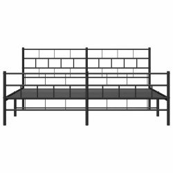 Cadre de lit métal sans matelas avec pied de lit noir 183x213cm 