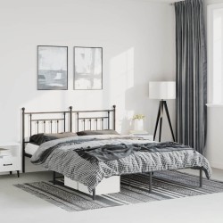 Cadre de lit métal sans matelas avec tête de lit noir 150x200cm 