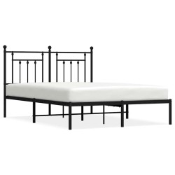 Cadre de lit métal sans matelas avec tête de lit noir 150x200cm 