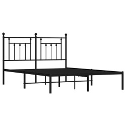 Cadre de lit métal sans matelas avec tête de lit noir 150x200cm 