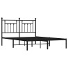 Cadre de lit métal sans matelas avec tête de lit noir 150x200cm 