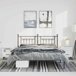 Cadre de lit métal sans matelas avec tête de lit noir 150x200cm 