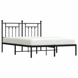 Cadre de lit métal sans matelas avec tête de lit noir 150x200cm 
