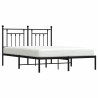 Cadre de lit métal sans matelas avec tête de lit noir 150x200cm 