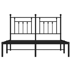 Cadre de lit métal sans matelas avec tête de lit noir 150x200cm 