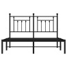 Cadre de lit métal sans matelas avec tête de lit noir 150x200cm 